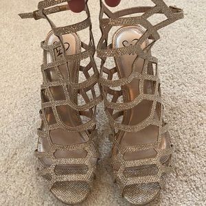 Champagne color dressy sandals